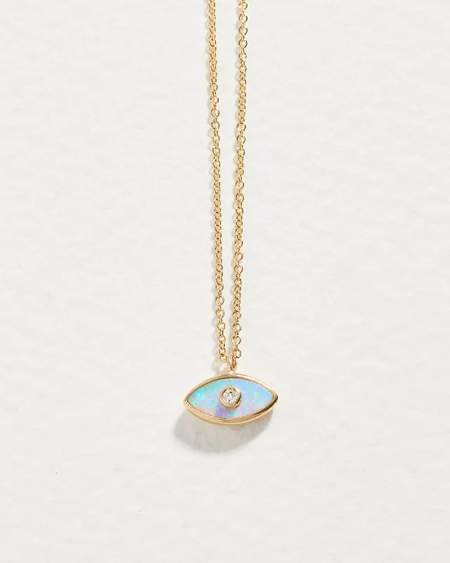 hammered gold stacking rings Inlay Eye Pendant