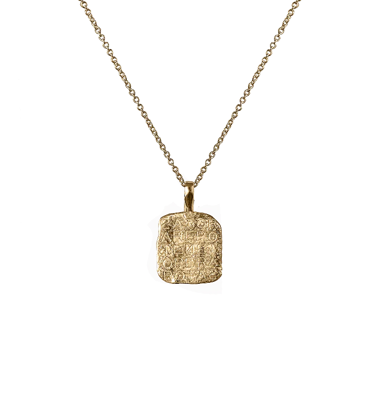 gold medallion pendant necklace Mini Magic Sator Square Talisman Necklace