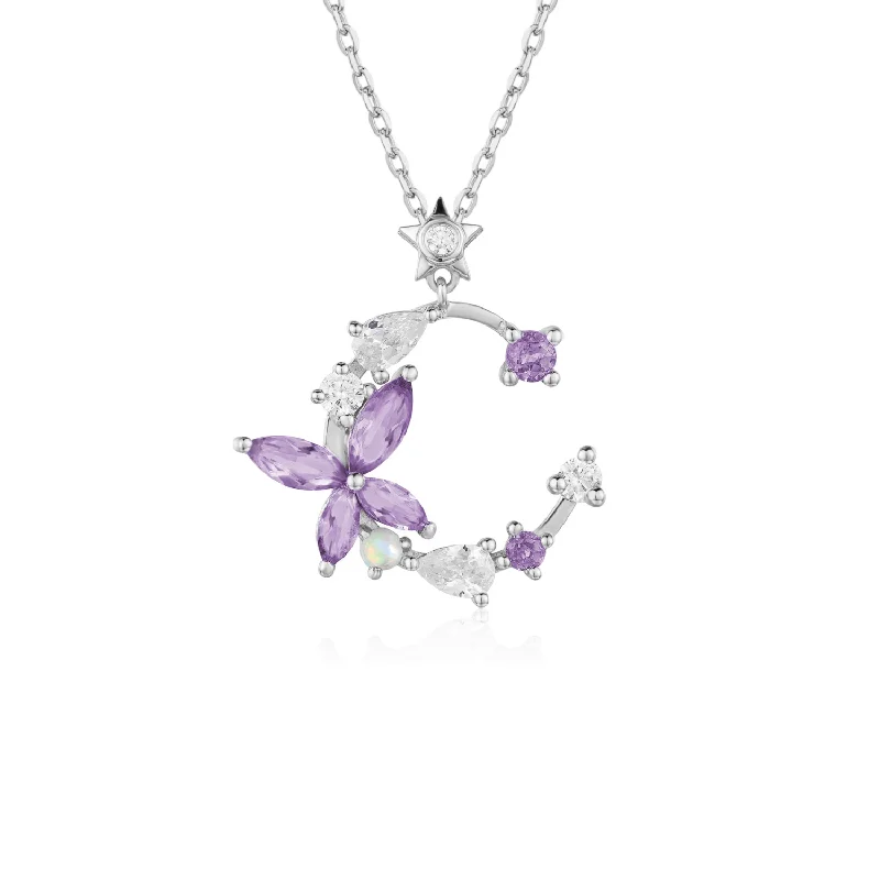 minimalist pearl pendant necklace Monarch Butterfly Amethyst Opal Necklace