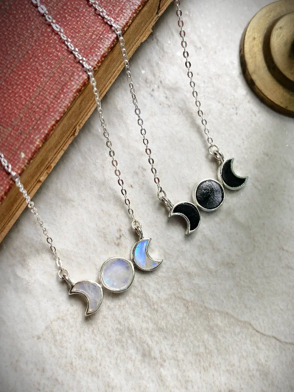 simple sapphire wedding band Stone Moon Phase Necklace
