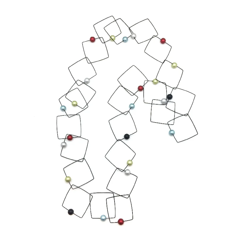celestial constellation necklace silver Multicolored Square Necklace