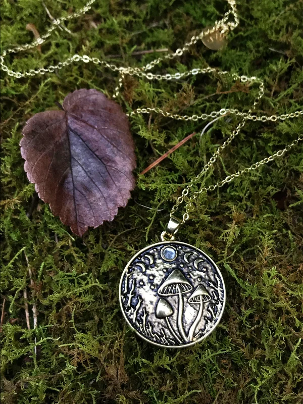 unique gemstone cocktail ring Mushrooms in the Moonlight Necklace