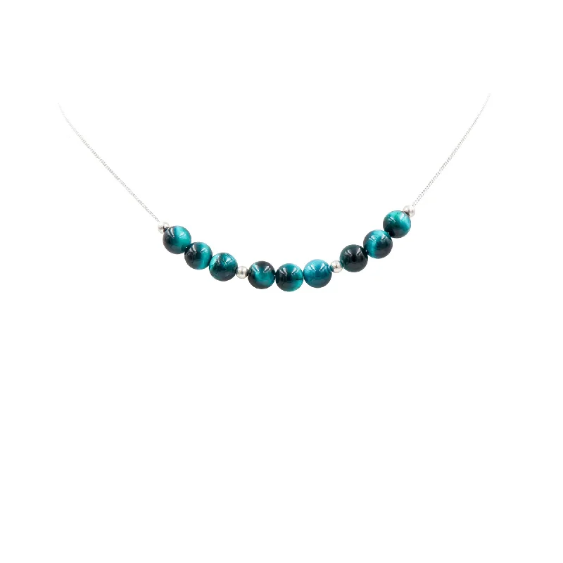 boho shell beaded anklet Mystic Blue Tiger Eye On Silver