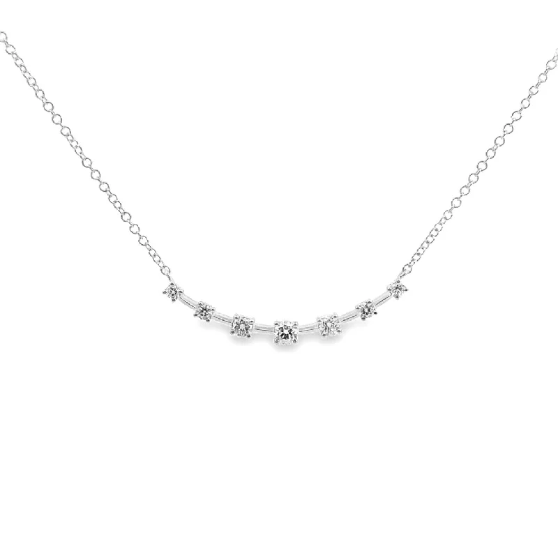 chunky silver hoop earrings White Gold Curved Bar Diamond Necklace