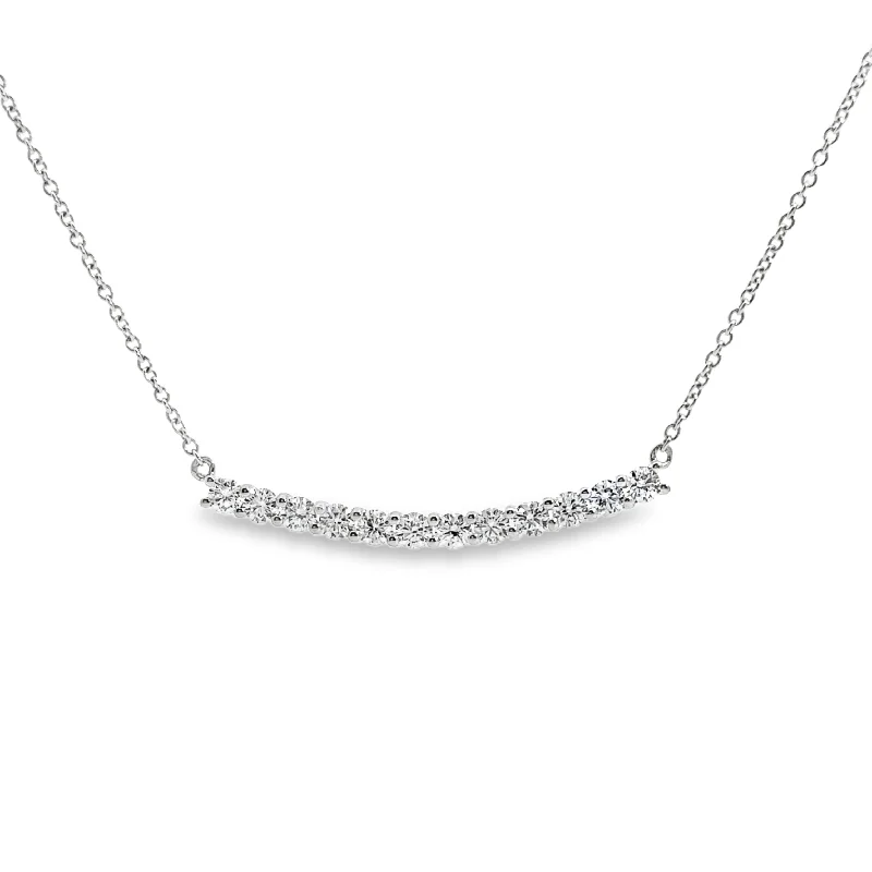 petite diamond promise ring White Gold Curved Diamond Bar Necklace