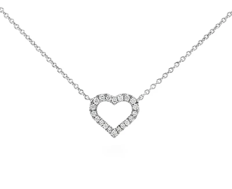 vintage flower brooch pin White Gold Diamond Heart Necklace