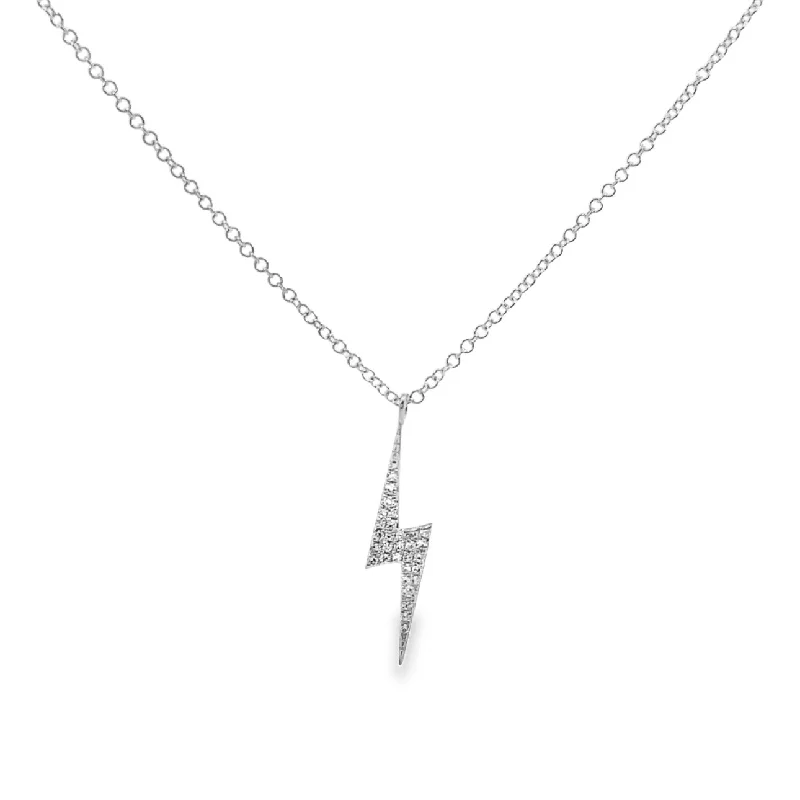 diamond wedding band for women White Gold Pave Diamond Lightning Bolt Pendant