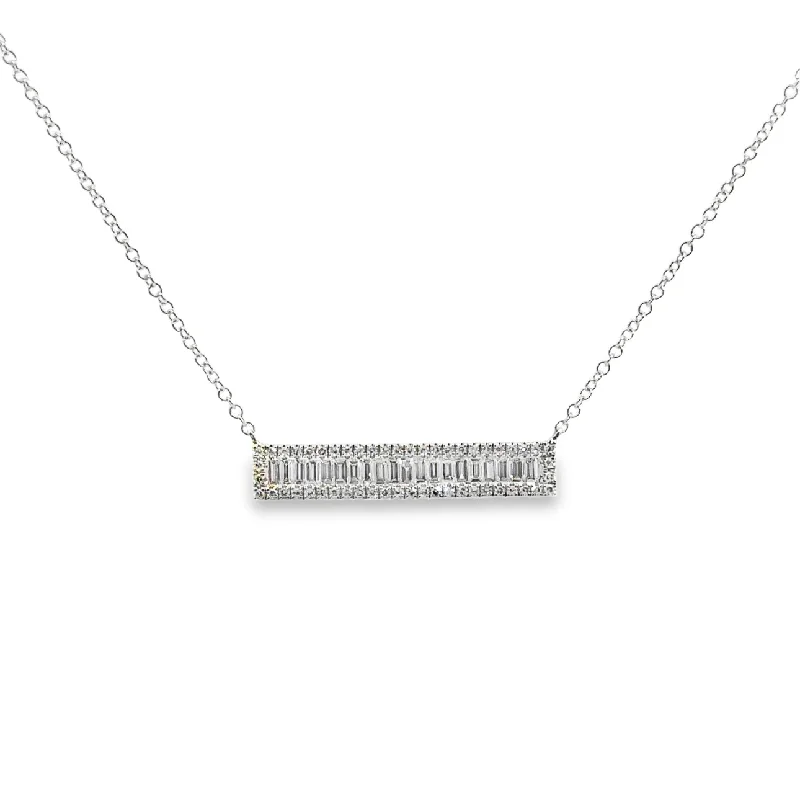 vintage art deco engagement ring White Gold Diamond Bar Necklace