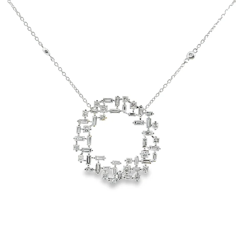 minimalist sapphire drop necklace White Gold Diamond Circle Fashion Necklace