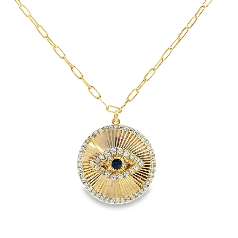 petite diamond promise ring Yellow Gold Sapphire and Diamond Evil Eye Necklace
