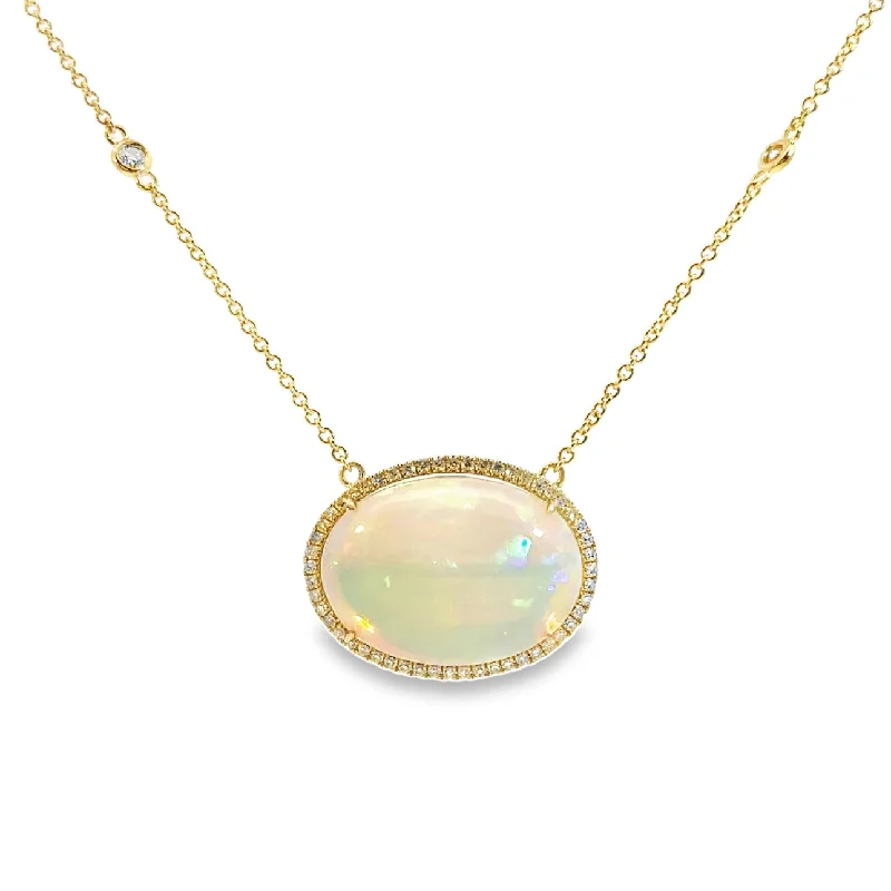 dainty pearl and diamond ring Yellow Gold Opal and Diamond Halo Necklace