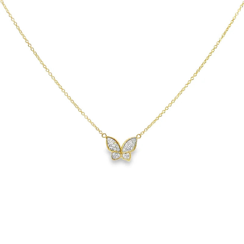 statement gemstone necklace handmade Yellow Gold Diamond Butterfly Necklace