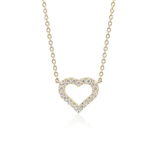 personalized silver cuff bracelet Yellow Gold Diamond Heart Necklace