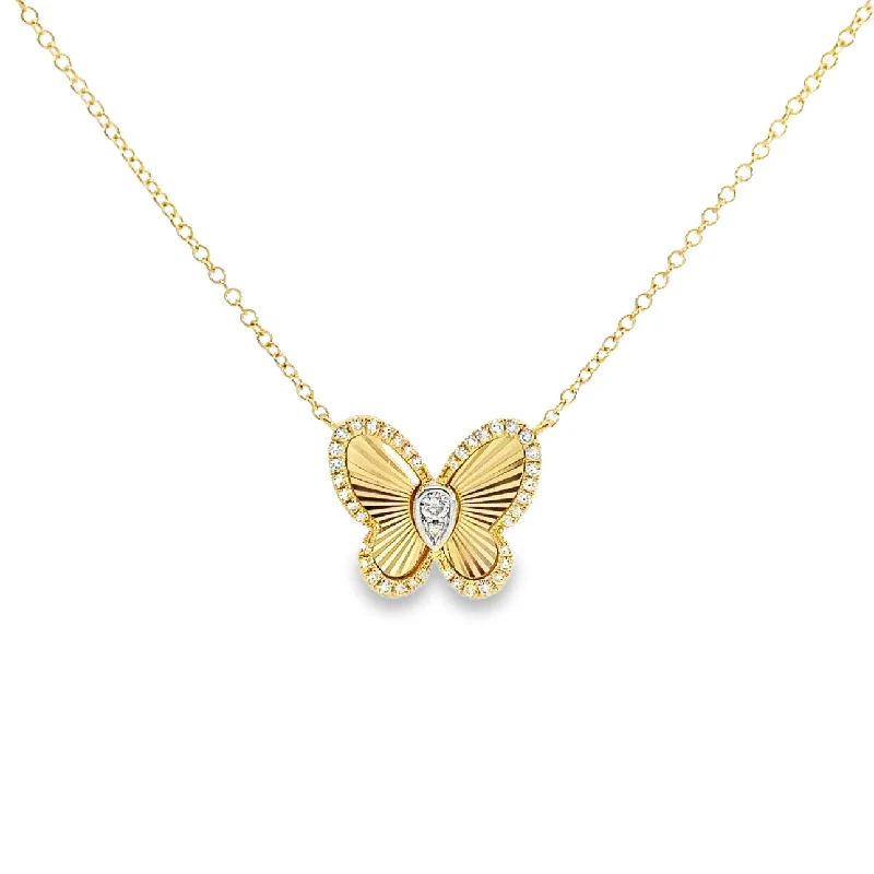 customized infinity bracelet Yellow Gold Diamond Butterfly Necklace