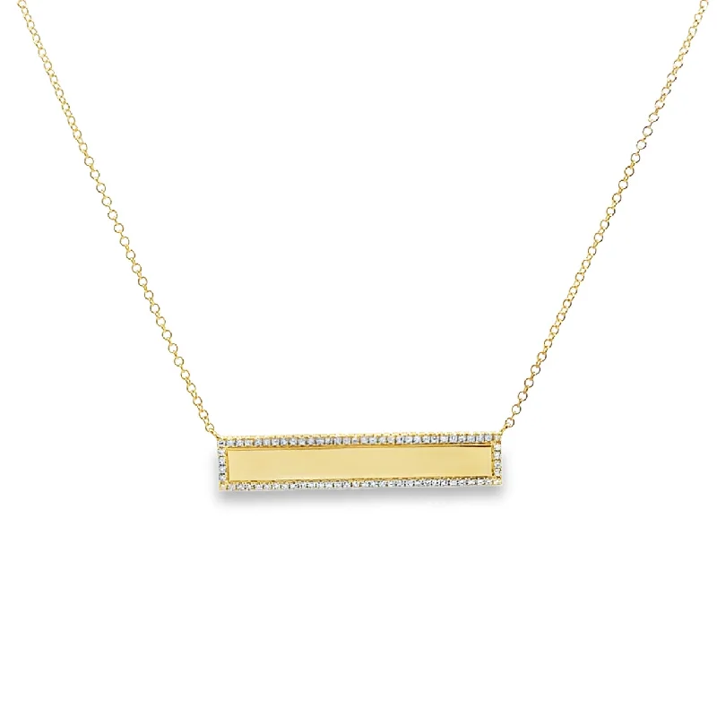 custom name necklace gold Yellow Gold Diamond Bar Necklace