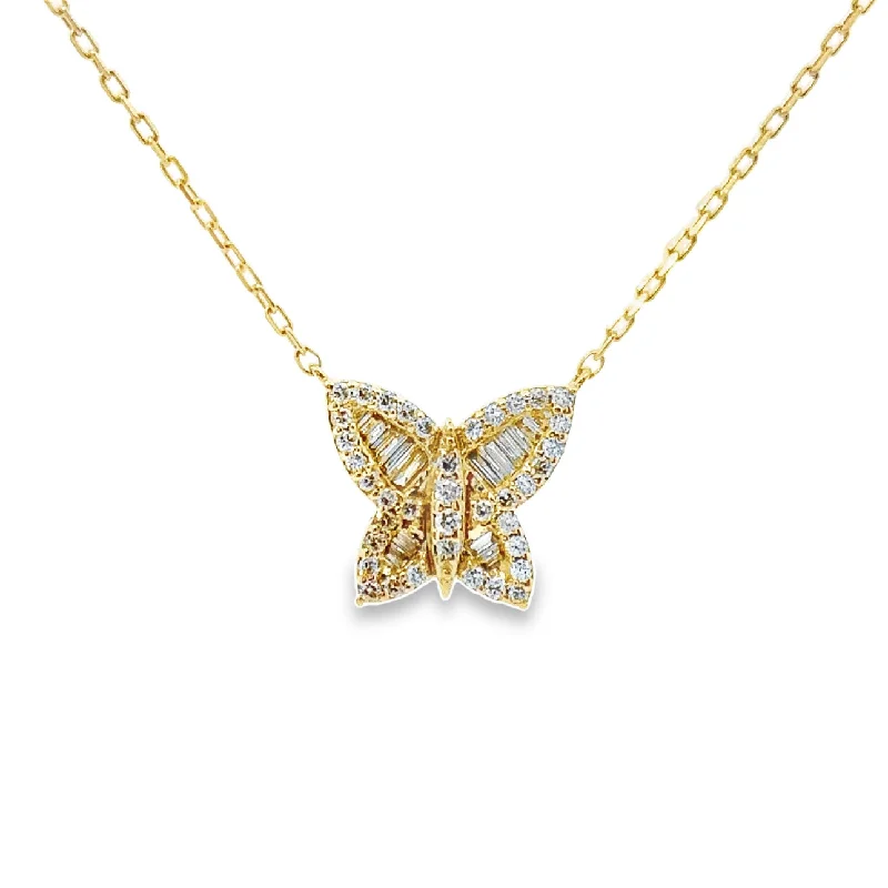 layered pearl choker necklace Yellow Gold DIamond Butterfly Necklace