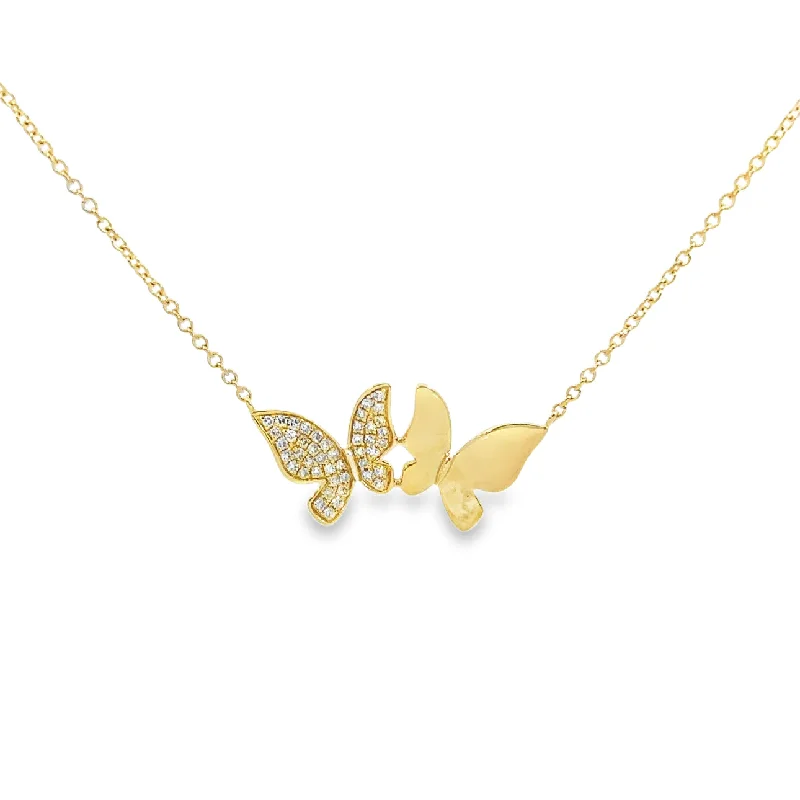 crystal drop earrings elegant Yellow Gold Diamond Butterfly Necklace