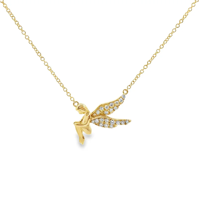 aquamarine birthstone necklace March Yellow Gold Diamond Fairy Necklace