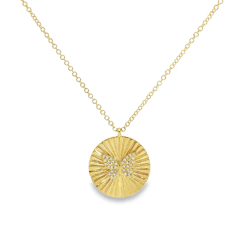 white gold necklace simple Yellow Gold Diamond Disc Pendant