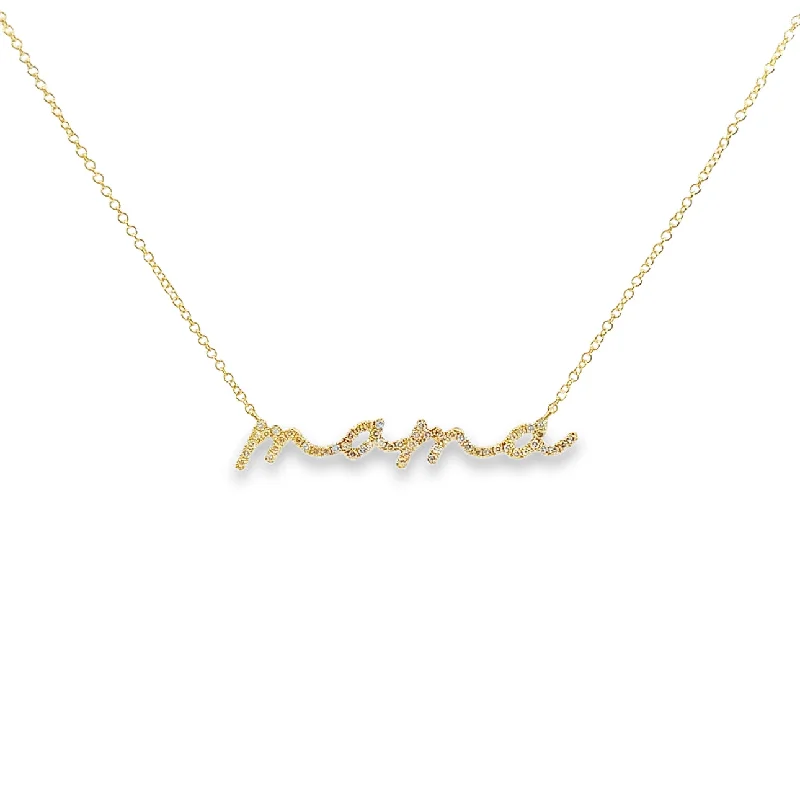 titanium wedding band men’s black Yellow Gold Diamond "Mama" Necklace