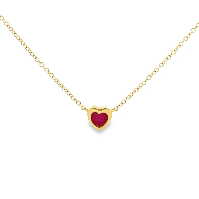 yellow sapphire engagement ring Yellow Gold Heart Shape Ruby Necklace