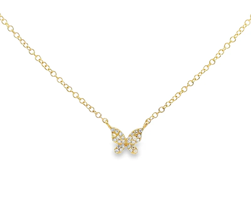 genuine amber pendant necklace Yellow Gold Diamond Butterfly Necklace