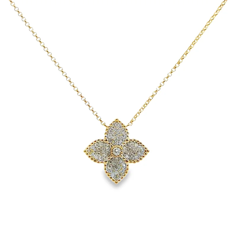 hammered gold stacking rings Yellow Gold Diamond Flower Necklace