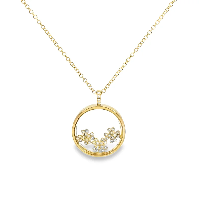 sterling silver toe ring set Yellow Gold Floral Diamond Pendant