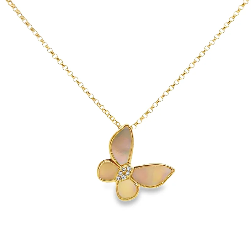 bezel set engagement ring modern Yellow Gold Mother of Pearl and Diamond Butterfly Pendant bezel set engagement ring modern Yellow Gold Mother of Pearl and Diamond Butterfly Pendant