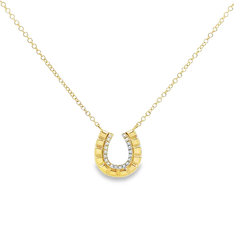 real diamond eternity band Yellow Gold Diamond Horseshoe Necklace