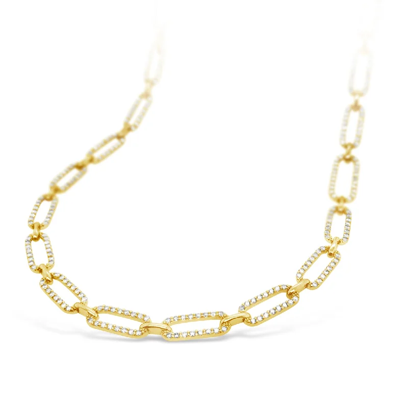 dainty gold chain earrings Yellow Gold Paper Clip Diamond Fashion Necklace