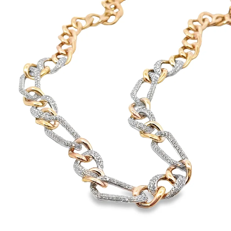 delicate gold band ring Yellow and White Gold Diamond Fashion Necklace