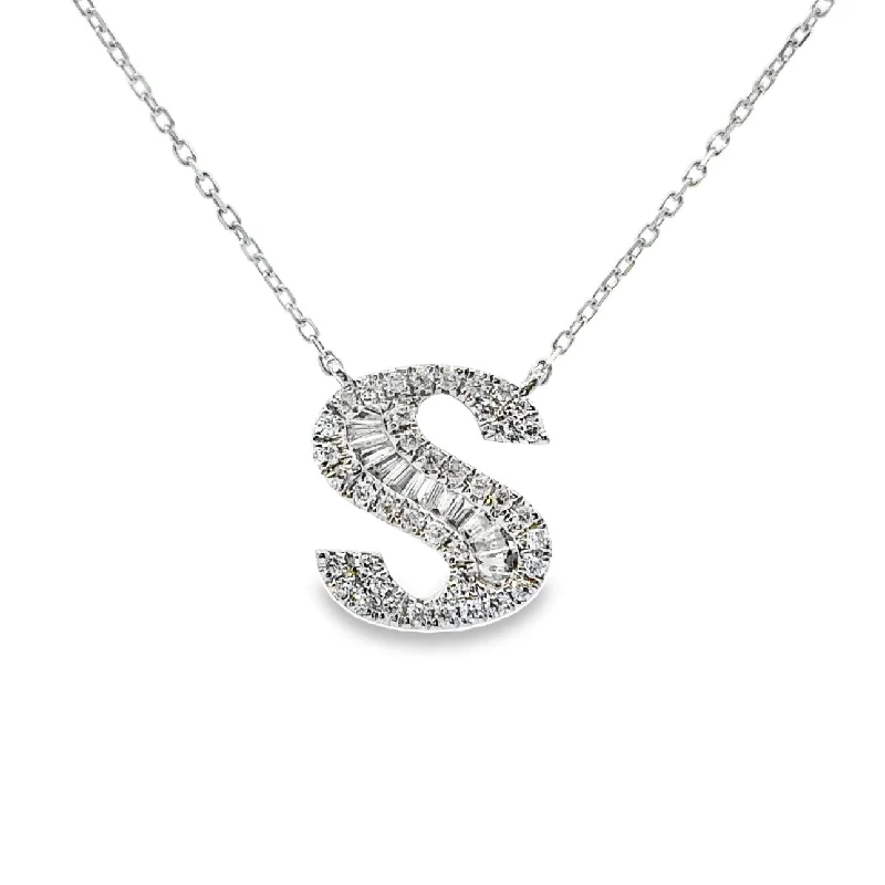 cubic zirconia stud earrings classic White Gold Diamond Initial Necklace