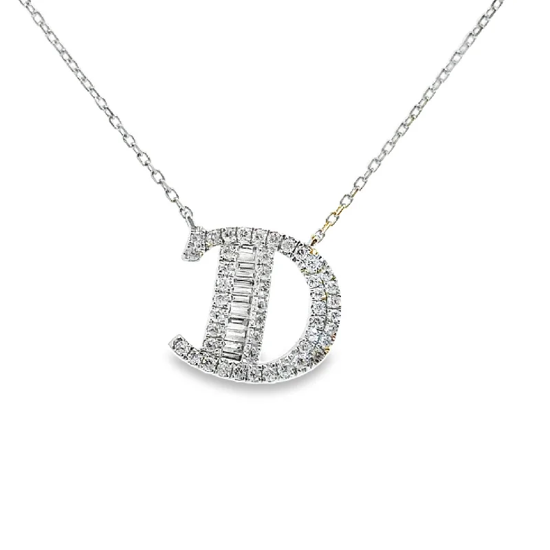 small diamond nose stud White Gold Diamond Initial Necklace