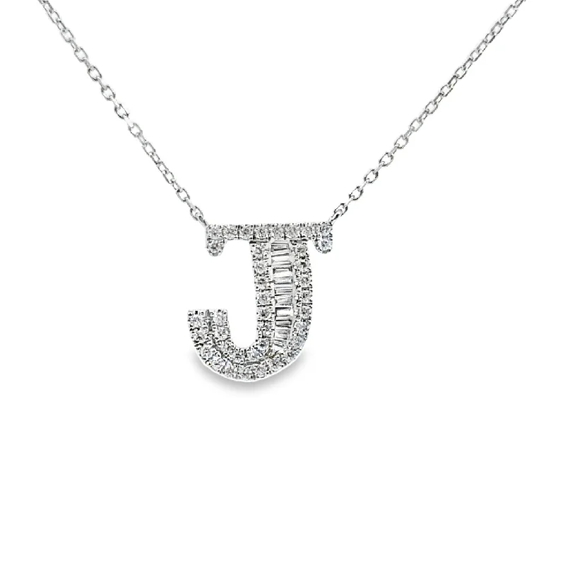 simple crescent moon ring White Gold Diamond Initial Necklace