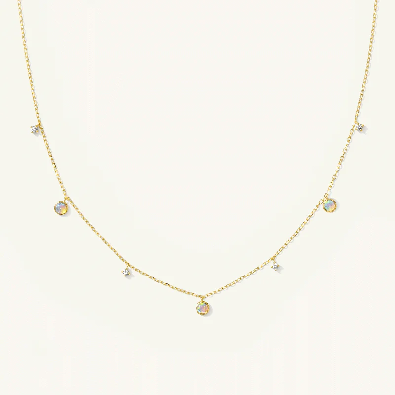 real citrine gemstone pendant Opal + Diamond Station Necklace - Reversible