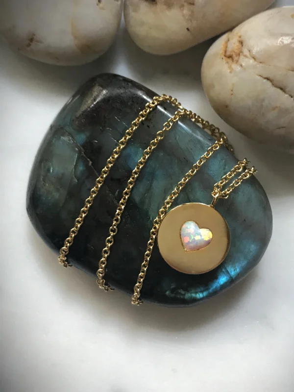 gemstone infinity bracelet Opal Heart Medallion Necklace