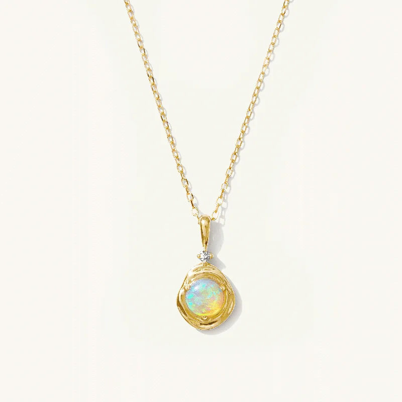 black stainless steel signet ring Opal Pebble Necklace - Reversible