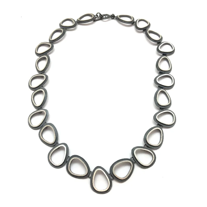 black diamond eternity band Open Ovals Necklace - Short