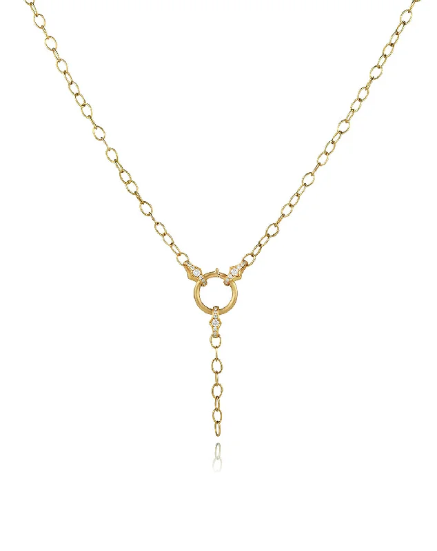 silver feather charm necklace Oval Link Necklace with Pavé Link Motifs