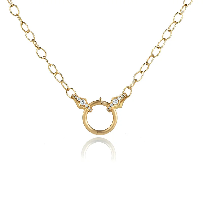 opal and gold earrings Oval Link Necklace with Pavé Link Motifs