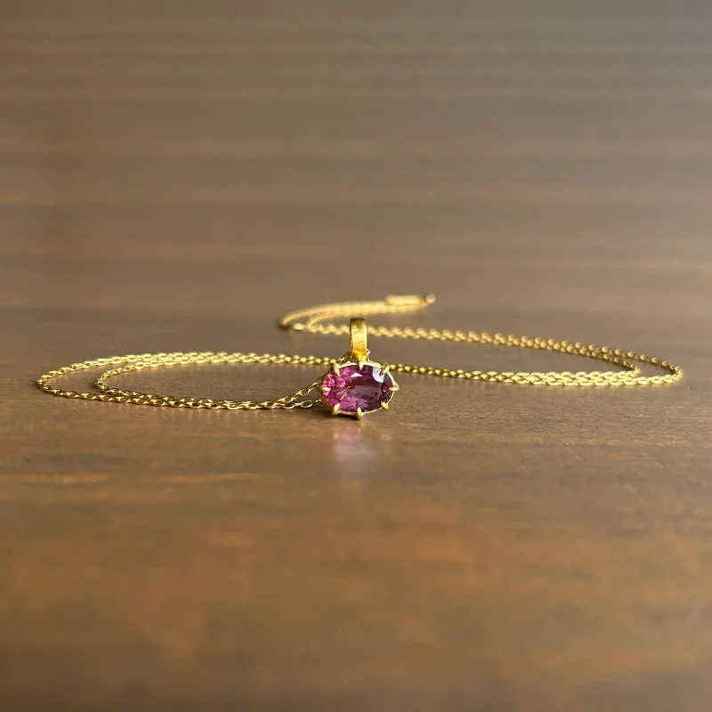 tiny gold huggie hoops Oval Rubellite Tourmaline Pendant
