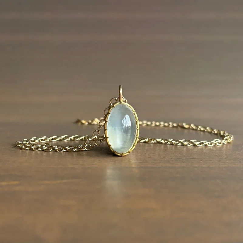 handmade wire-wrapped gemstone ring Oval Sage Moonstone Cabochon Pendant