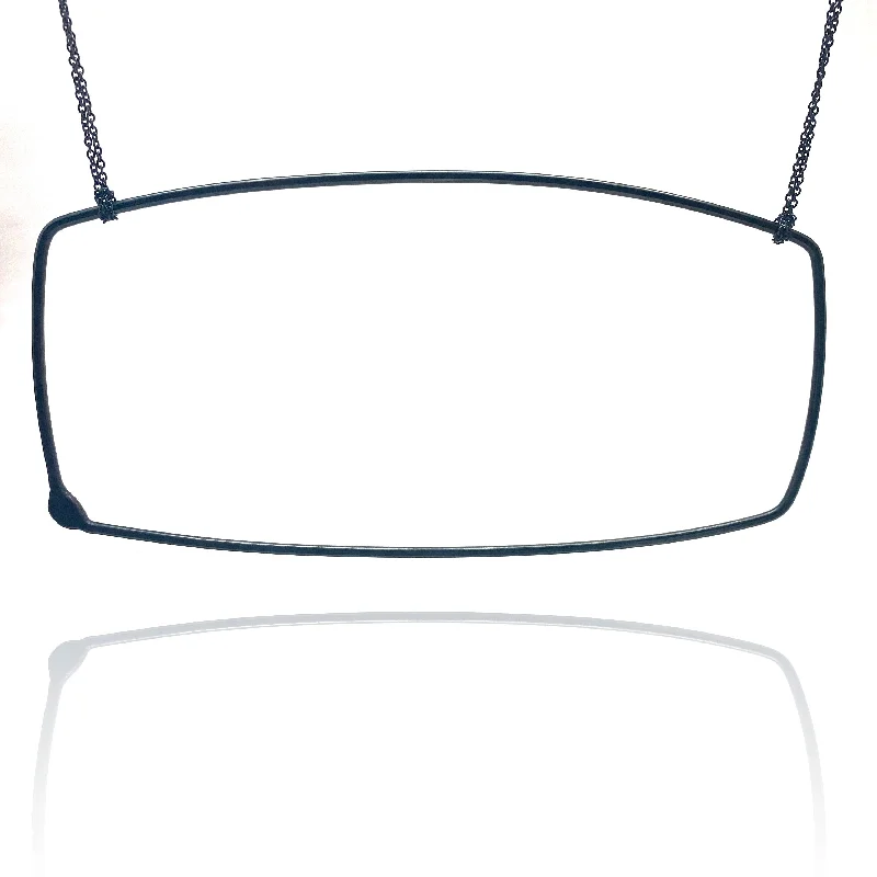 black diamond stud earrings Oversized Rectangular Necklace