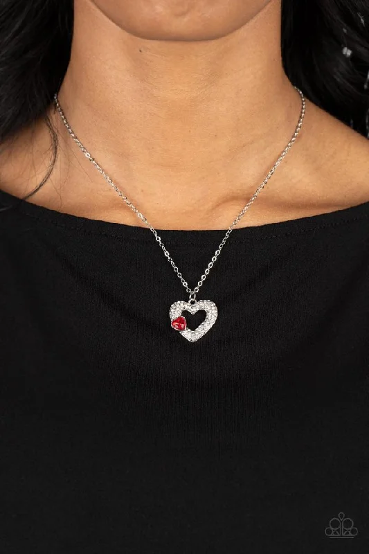 personalized photo locket necklace Paparazzi Necklace ~ Bedazzled Bliss - Red