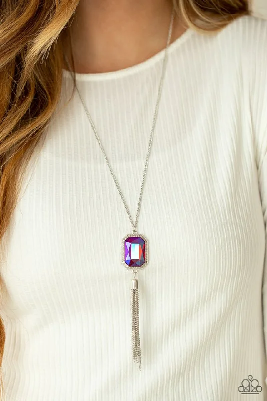 raw crystal cuff bracelet Paparazzi Necklace ~ Blissed Out Opulence - Pink