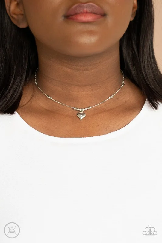 vintage-style garnet ring Paparazzi Necklace ~ Casual Crush - Silver
