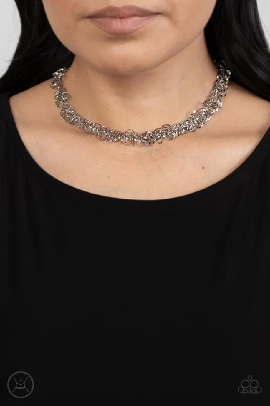 dainty heart charm necklace Paparazzi Necklace ~ Cause a Commotion - Silver