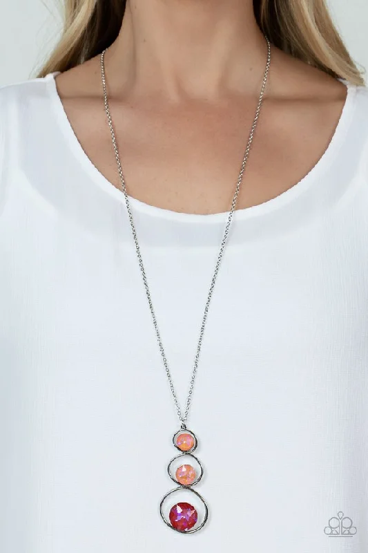 minimal diamond bar necklace Paparazzi Necklace ~ Celestial Courtier - Orange