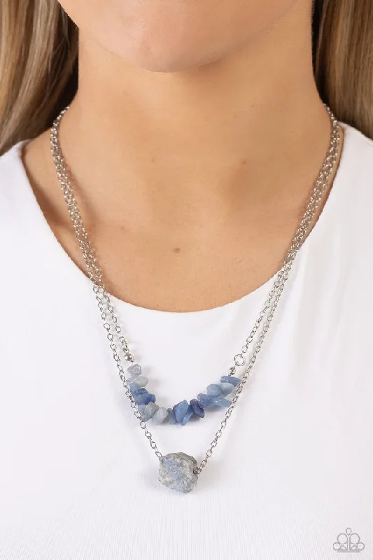chunky gemstone cuff bracelet Paparazzi Necklace ~ Chiseled Caliber - Blue